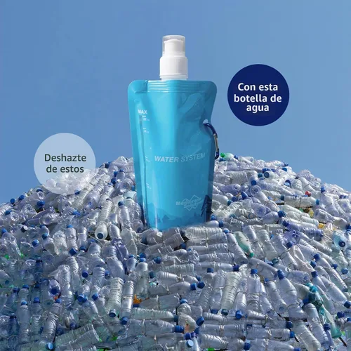Vista 7 de Membrane Solutions Botella de agua plegable de 23 onzas, botella de agua plegable con mosquetón, sin BPA, a prueba de fugas para viajes, camping