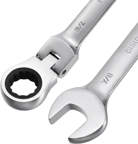 Vista 3 de uxcell Llave combinada de trinquete de cabeza flexible de 7/8 pulgadas SAE 72 dientes 12 puntos de trinquete caja terminada herramientas de llave