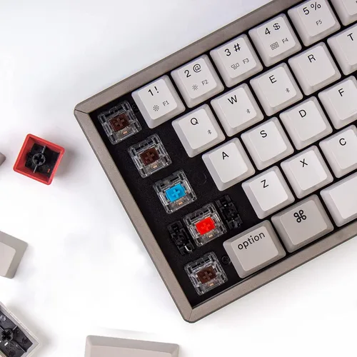 Vista 4 de Keychron K6 - Teclado mecánico inalámbrico con marco de aluminio compacto de 68 teclas para Mac Bluetooth multitarea teclado de juegos con cable