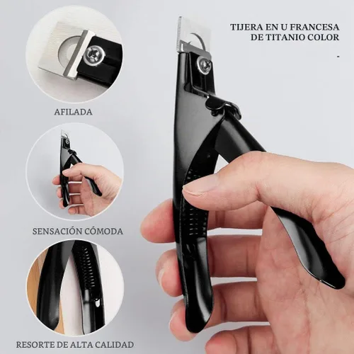 Vista 4 de SUMAJU Cortaúñas postizas acrílicas profesionales para uñas acrílicas Negro