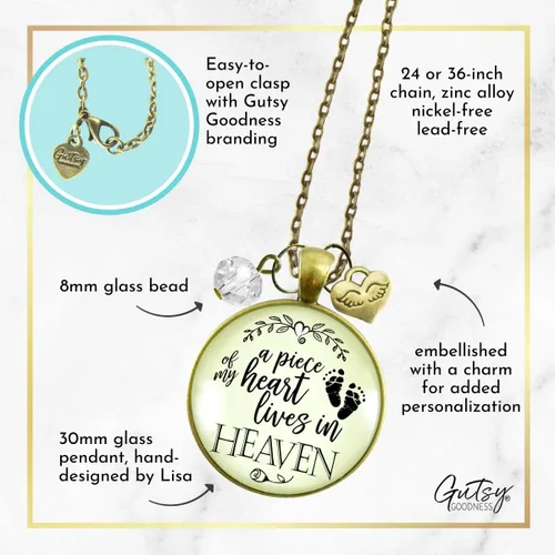 Vista 11 de Gutsy Goodness Miscarriage Necklace Comforting Sentimental Handmade Jewelry For Mom - Pendant, Message Card, Keepsake Gift Box