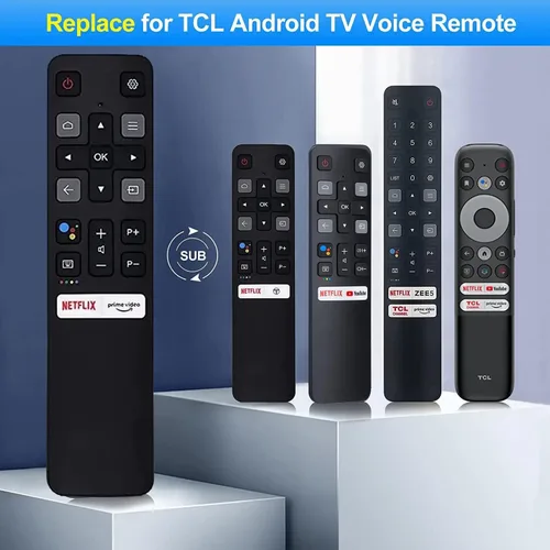 Vista 2 de Nuevo control remoto de repuesto RC802V compatible con TCL Android TV con Prime Video, teclas rápidas de Netflix sin función de voz