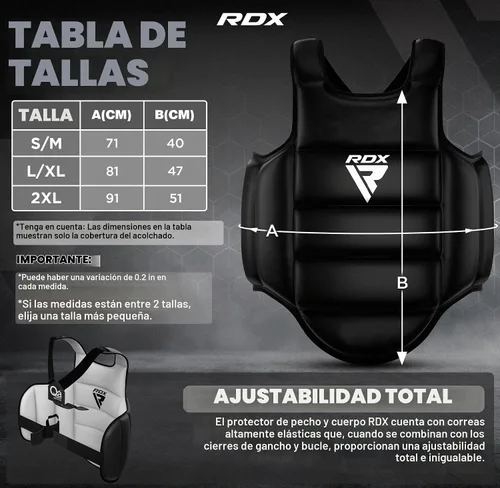 Vista 3 de RDX - Protector corporal reversible para boxeo, protector de pecho para kickboxing, MMA, Muay Thai, para entrenamiento de combate y golpes pesados