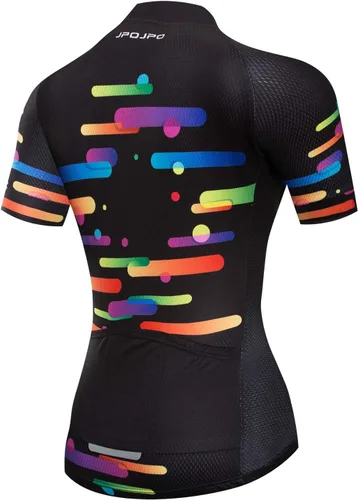 Vista 83 de Camiseta de ciclismo para mujer, manga corta y pantalones cortos de ciclismo acolchados para verano