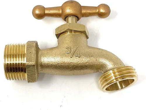 Vista 2 de Manguera de latón Bibb [79-112] Compara con Punta de Flecha Latón 3/4" Macho NPT Entrada con 3/4 de salida de manguera de agua ideal para jardines
