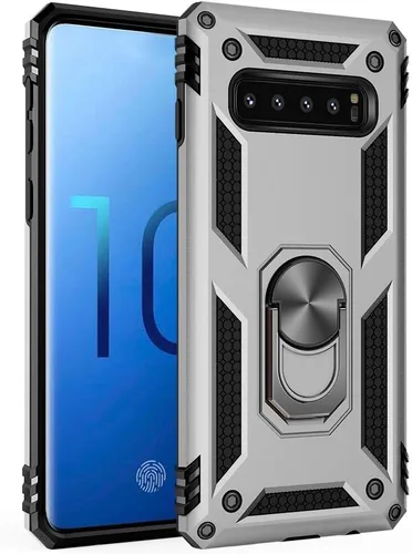 Vista 11 de Funda de grado militar para Samsung Galaxy S10 5G [compatible con S10 5G] Soporte de anillo giratorio de metal con soporte magnético integrado