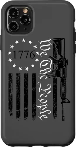 Vista 13 de iPhone 16 We The People - Funda patriótica con la bandera de Estados Unidos AR15 Pro Guns