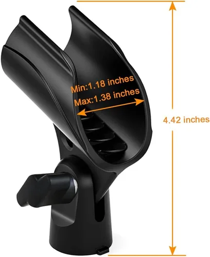 Vista 4 de 2 piezas de clip universal para micrófono, soporte ajustable para clip de micrófono para soporte de micrófono, viene con adaptador de tornillo macho