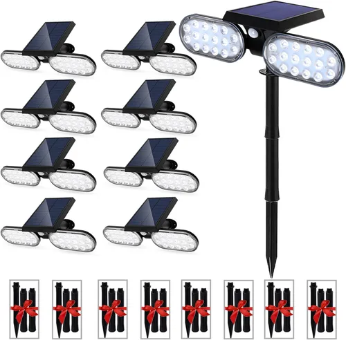 Vista 10 de Luces solares de movimiento al aire libre, reflector solar, modo de sensor de movimiento, luces de seguridad del atardecer al amanecer, focos