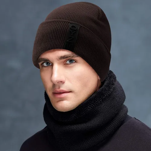 Vista 6 de Hongtellor Gorro de punto cálido y grueso para hombre, gorro de invierno unisex, Negro2