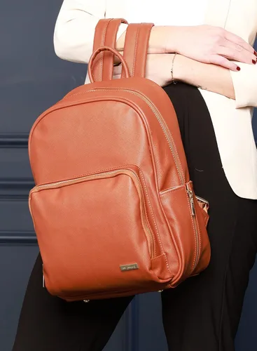 Vista 4 de Love, Johnny Bolsa de pañales y mochila de cuero vegano para hombres y mujeres, Marrón (Sierra Brown), Mochila de cuero vegano por Love, Johnny