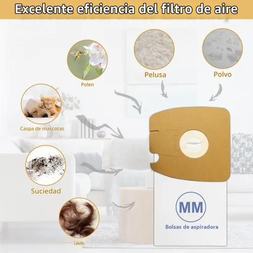 Vista 4 de Bolsas de vacío MM para envases Mighty Mite Eureka 3670, 3670M, 3670H, 3670G, 60295C, 60297A Mighty Mite, pieza # 60295, paquete de 8