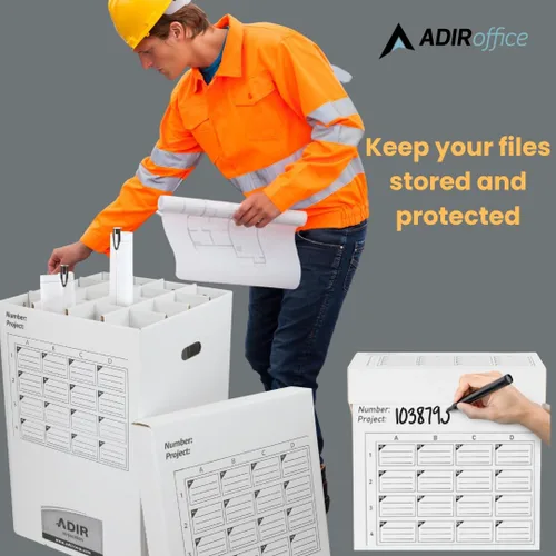 Vista 4 de Adir - Organizador de almacenamiento de archivos en rollo de cartón, clasificador de archivos vertical, planos, póster, planos, envoltura de regalo