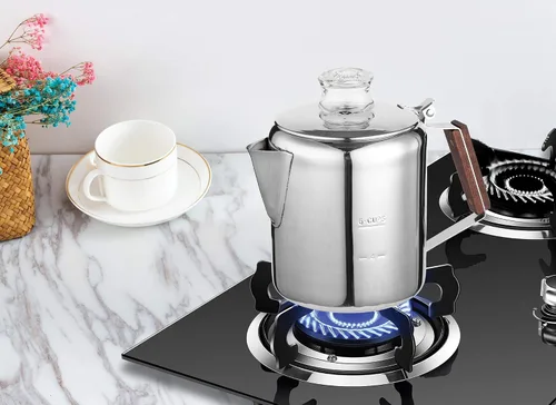 Vista 3 de Fox Run Rapid Brew - Percolador de café para estufa de acero inoxidable, 2-6 tazas