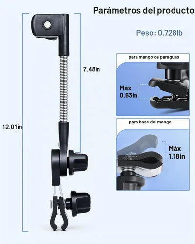 Vista 6 de Accesorio para sombrilla para cochecito, soporte ajustable para silla