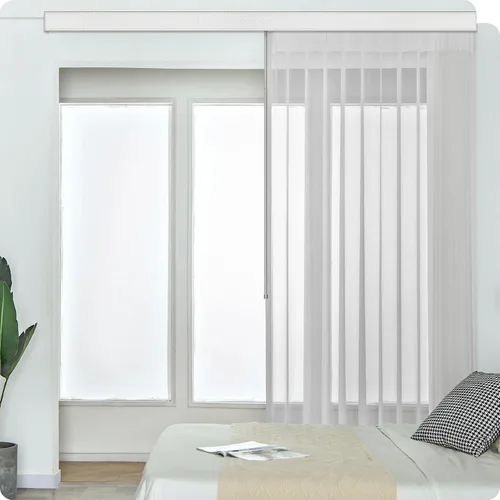 Vista 12 de Graywind Persianas verticales transparentes manuales de tamaño personalizado, ajustan la luz, tela transparente, control sin varilla, privacidad