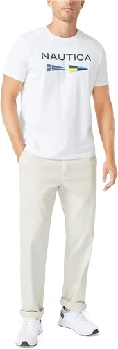 Vista 2 de Nautica Camiseta estampada con logotipo y bandera de señal para hombre
