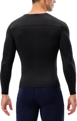 Vista 3 de Camisetas de compresión atléticas para hombre, de manga larga, camisetas de entrenamiento frescas y secas para gimnasio, camiseta deportiva activa