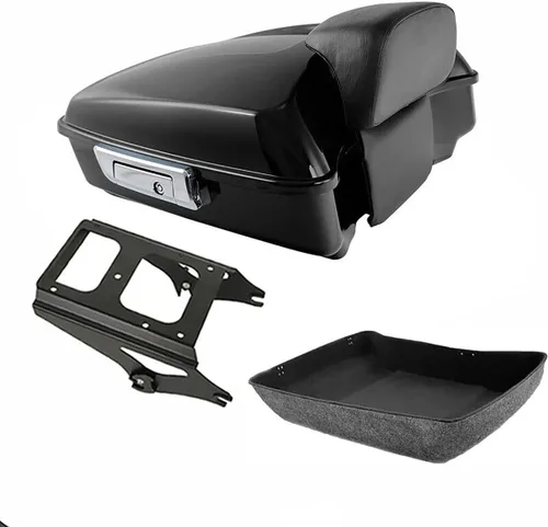 Vista 12 de TCMT Caja de maletero de motocicleta cortada con respaldo envolvente desmontable de dos plazas y soporte de montaje adecuado para Harley 2009-2013