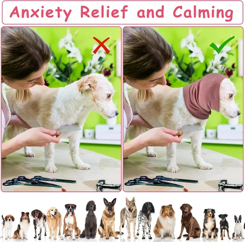 Vista 5 de Sadnyy 3 piezas de cubierta silenciosa para las orejas de perro, sudadera con capucha calmante para la cabeza, orejeras para perro, diadema