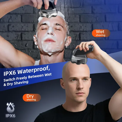 Vista 7 de kensen Afeitadoras de cabeza 7D para hombres calvos, afeitadoras de cabeza calva de doble velocidad con pantalla LED, maquinilla de afeitar