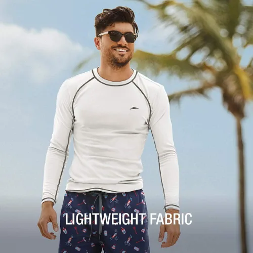 Vista 5 de Speedo Camiseta de natación para hombre, manga larga, ajuste holgado, protección ultravioleta