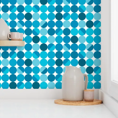 Vista 8 de Spoonflower Blue Moon White Pre-Pasted Removable Wallpaper Sample 12" x 24" Modern Cool Lampshade Water-activated, simple to install and