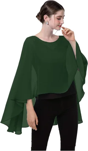 Vista 2 de Baoqiya Capa de gasa transparente capelets larga poncho para mujer talla grande