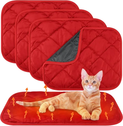 Vista 20 de Paquete de 4 Almohadillas Autocalentables para Gatos, Alfombrilla Autocalentable para Perros que Refleja el Calor Corporal, Almohadilla Térmica Negro