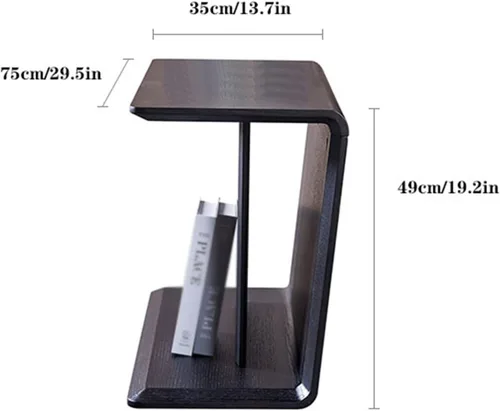 Vista 3 de HIHELO Mesa auxiliar para sala de estar, mesa auxiliar de madera, mesa auxiliar de 2 capas, rectangular pequeña, mesa de esquina para sala de estar