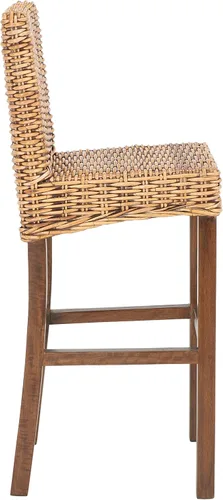 Vista 7 de SAFAVIEH Furniture - Taburete de bar Tobie Rattan - Altura del asiento de 29.53 pulgadas - Marrón miel lavado - Madera de mango - Diseño de asiento