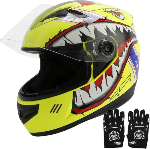 Vista 22 de TCT-MOTORPARTS DOT - Casco de motocross para niños y jóvenes, casco de cara completa para motocross, ATV, todoterreno, casco de cuatro ruedas