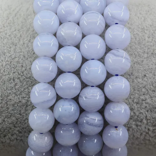 Vista 2 de Keleny Gem - Pulsera elástica de piedras semipreciosas con cuentas redondas de 8 mm, 7 pulgadas, unisex Ágata de encaje azul de grado A