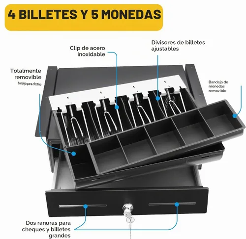 Vista 5 de HK SYSTEMS Cajón de efectivo resistente negro de 13 pulgadas con apertura "Push", 4B5C con soporte de metal para montaje debajo del mostrador