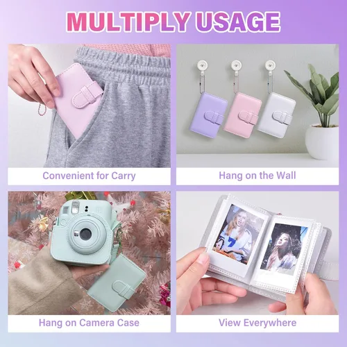 Vista 6 de Mini álbum de fotos de 32 bolsillos compatible con Fujifilm Instax Mini Film - Instax Mini 12 99 70 7s 8 8+ 9 11 25 50s 90 99, mini álbum de fotos