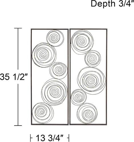 Vista 7 de Dahlia Studios Selke Metallic Swirl - Juego de 2 arte de pared de 13 3/4 x 35 1/2 pulgadas