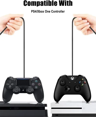 Vista 5 de 2 Pack 10FT PS4 Controller Charger Charging Cable with Magnetic Ring Compatible with Playstation 4/ DualShock 4/ PS4 Slim/Pro Wireless Controllers