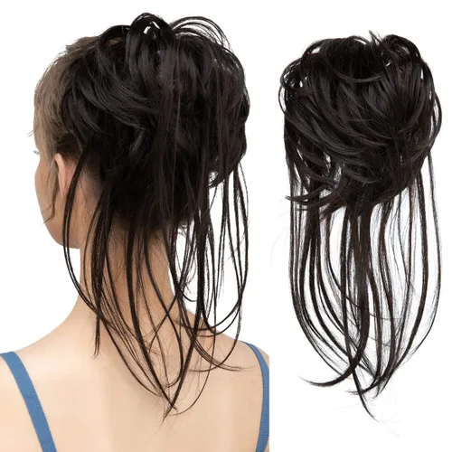 Vista 23 de Extensiones de cabello rizado con cola de caballo, cabello sintético con coleta recta, coleteros para mujer, rubio ceniza/rubio playa