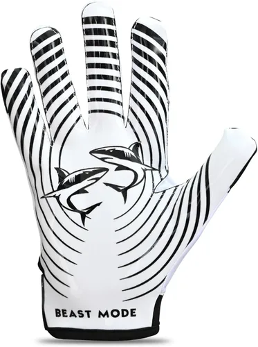 Vista 13 de Guantes de fútbol antideslizantes con sensación de pelota, guantes receptores de fútbol en tamaños juveniles, adultos y niños, agarre fuerte