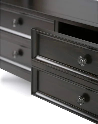 Vista 6 de SIMPLIHOME Amherst - Mesa consola – Mesa de sofá de madera maciza de 48 pulgadas de ancho en color marrón nogal, mesa de almacenamiento