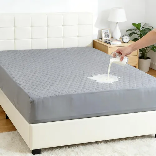 Vista 4 de Protector de colchón impermeable, tamaño Queen, refrescante, tela de aire 3D, silenciosa, con bolsillo profundo de 4 a 14 pulgadas de profundidad