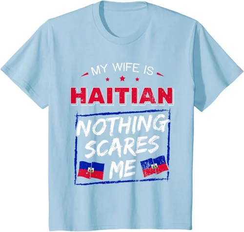 Vista 9 de My Wife Is Haitian Republic of Haiti Heritage Roots - Camiseta con bandera, Negro, S