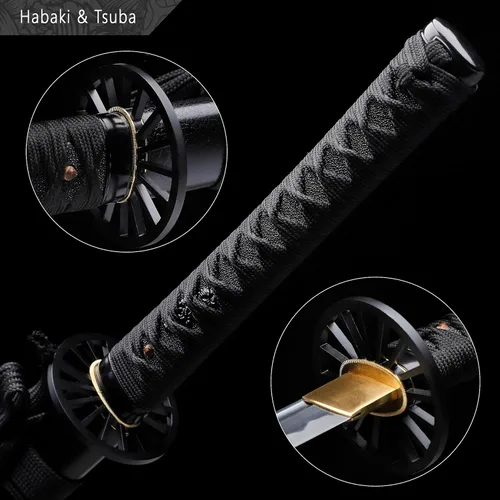 Vista 7 de Katana Real Samurai Sword, Handmade Japanese Swords Full Tang 1060 1090 T10 Carbon Steel, for Training, Collecting, Dojo, Lovers of Japanese Culture