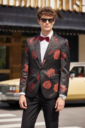 Vista 2 de COOFANDY Mens Floral Tuxedo Jackets Slim Fit Suit Blazer Jacket for Dinner Prom Wedding