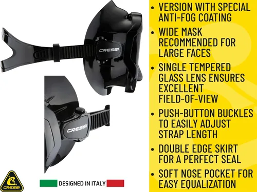 Vista 4 de Cressi Perfect View Scuba Diving, Snorkeling Mask in Pure Comfortable Silicone - Available with Different Panoramic Lenses - Liberty: Designed in