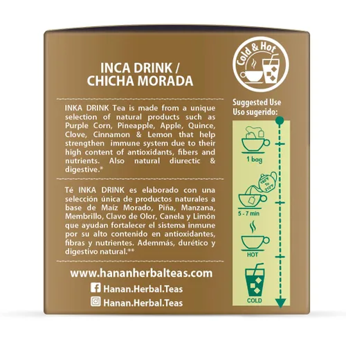 Vista 5 de HANAN Chicha Morada Té de Maíz Morada I Inka Bebida Classic Purple Corn Juice de Perú I Todos los ingredientes 100% naturales