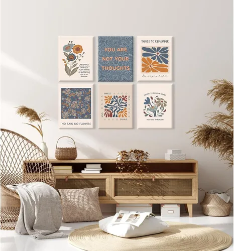 Vista 6 de Póster artístico de pared de salud mental, lienzo motivacional, decoración de pared, terapia, oficina, póster bohemio, impresiones inspiradoras