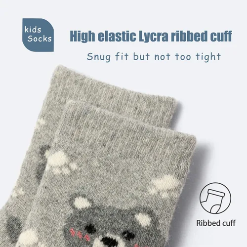 Vista 5 de Zestonie Calcetines de lana para niños, calcetines cálidos de invierno para niños, calcetines térmicos de cuarto de dibujos animados para niños, 6