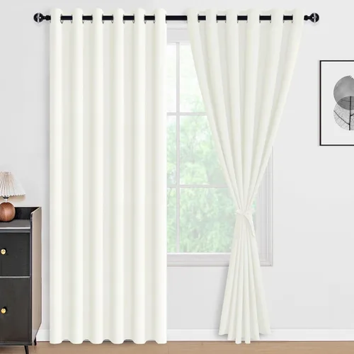 Vista 12 de DWCN - Cortinas 100% opacas para dormitorio con forro negro, cortinas de ventana de doble capa con aislamiento térmico que oscurecen toda la Azul