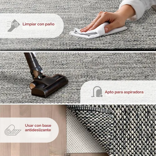 Vista 3 de nuLOOM Alessi - Alfombra decorativa de algodón sólido de granja, 2 x 3, color gris
